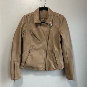 Blank NYC Tan Vegan Leather Moto Jacket double or single lapel size medium